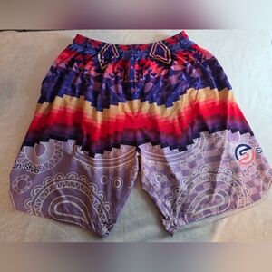 Men's Multicolor Geometric Print Athletic Shorts